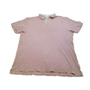 Peter Millar Polo Men's XXL Pink Blue Stripe Golf Shirt 100% Cotton Long Tall